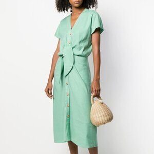 Veronica Beard Giana Button Front Midi Dress in Seafoam Green Size 8